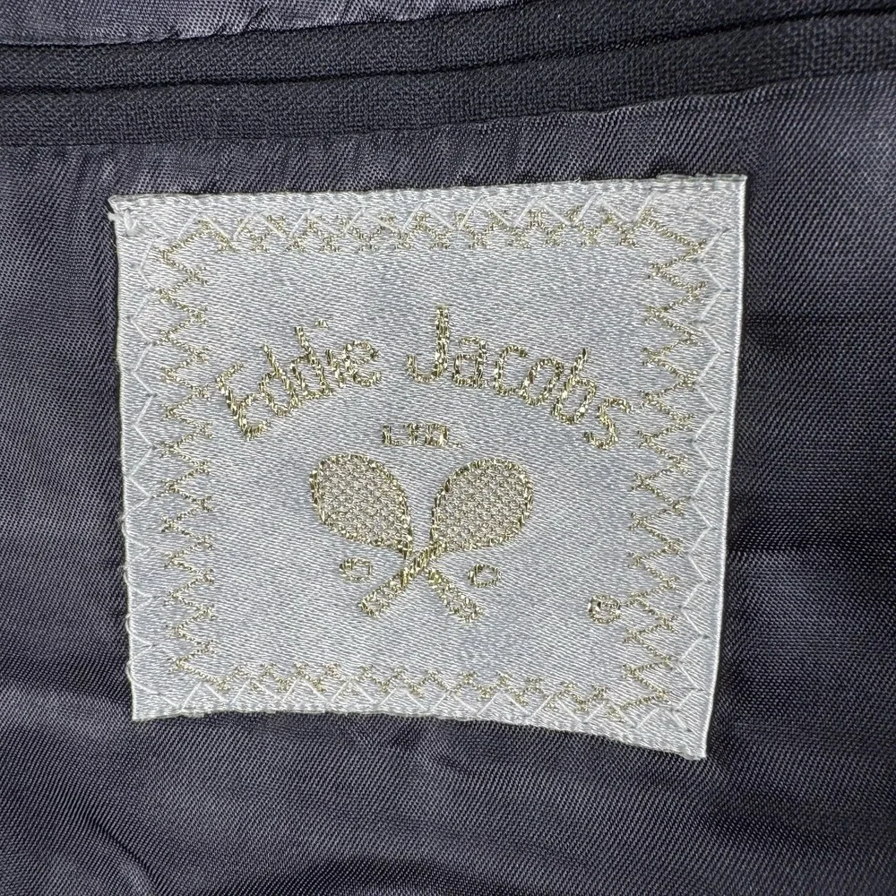 Vintage Eddie Jacobs Suit 39R Blue Wool Solid Union Made USA 32x28 Pleated Pants